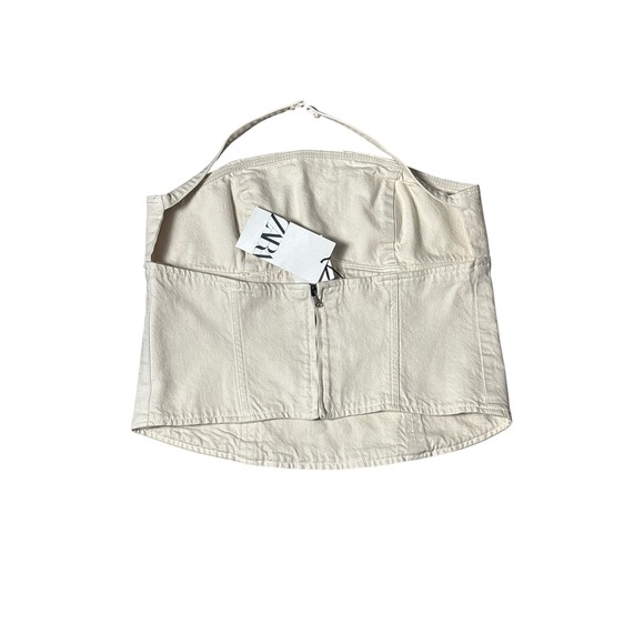 Zara ZW Denim Strapless Bustier Corset in Ecru - Picture 3 of 6